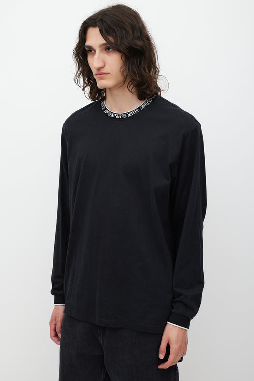Supreme Black & White Script Logo Trimmed Top