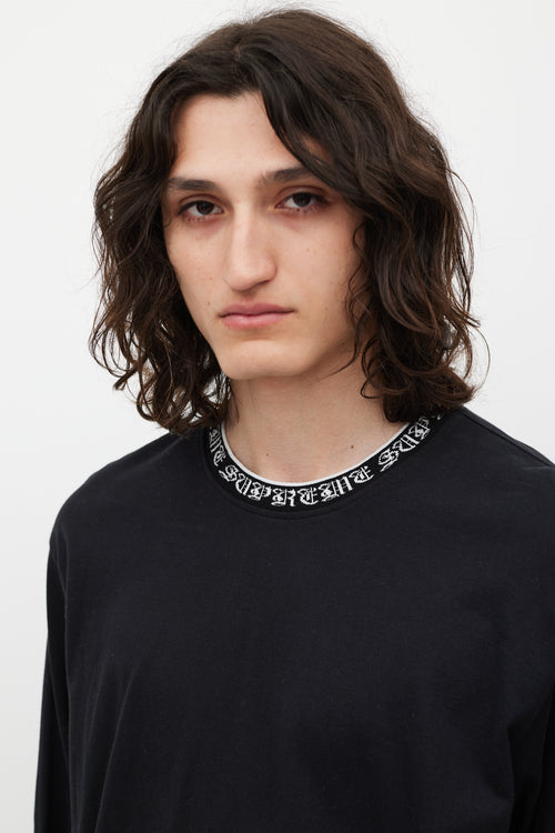 Supreme Black & White Script Logo Trimmed Top