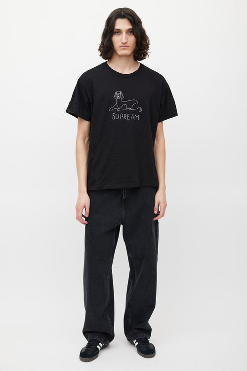 Supreme Black & White Sphinx Logo T-Shirt