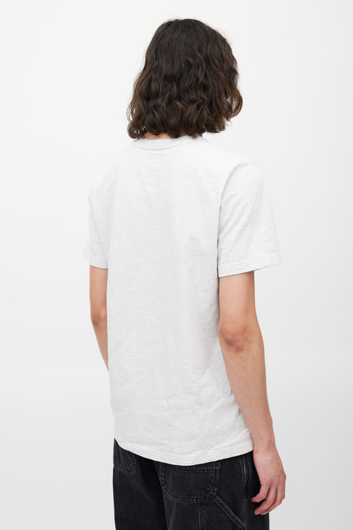 Supreme Grey & Red Emrboidered Logo T-Shirt