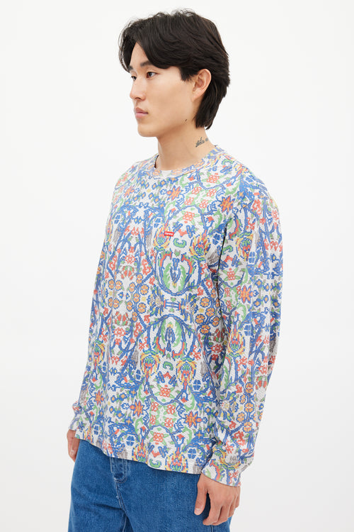 Supreme White & Multicolour Floral Mosaic Top