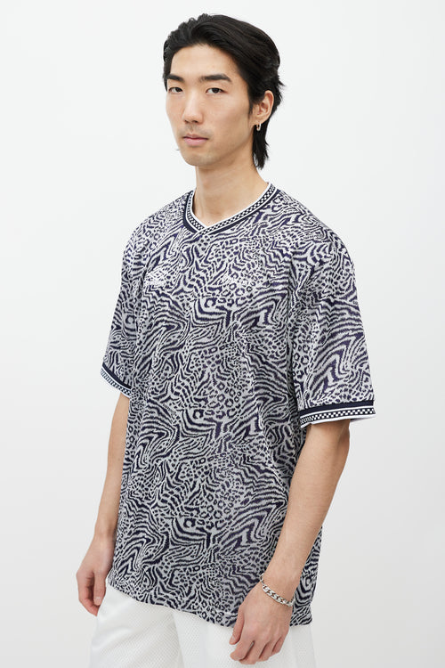 Supreme X Umbro Navy & White Printed Jersey T-Shirt