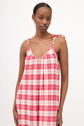 Suzie Kondi Crepe Plaid Sleeveless Jumpsuit