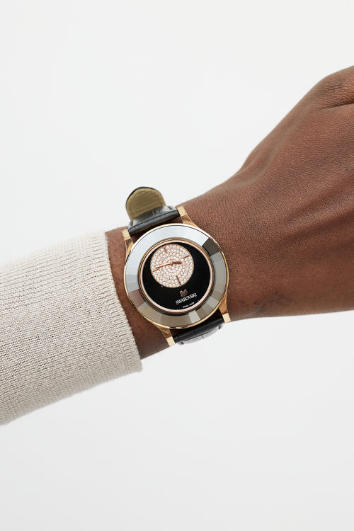 Swarovski Black & Gold Octea Asymmetrical Crystal Watch