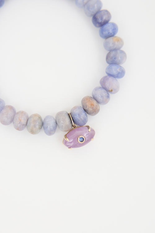 Sydney Evan 14K Gold & Amethyst Evil Eye Charm Bracelet