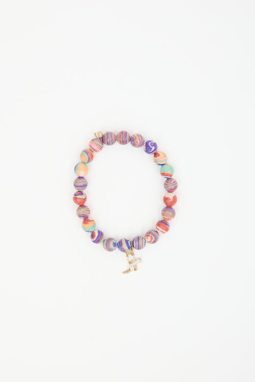 Sydney Evan Jasper Bead & 14K Gold Cowboy Boot Bracelet