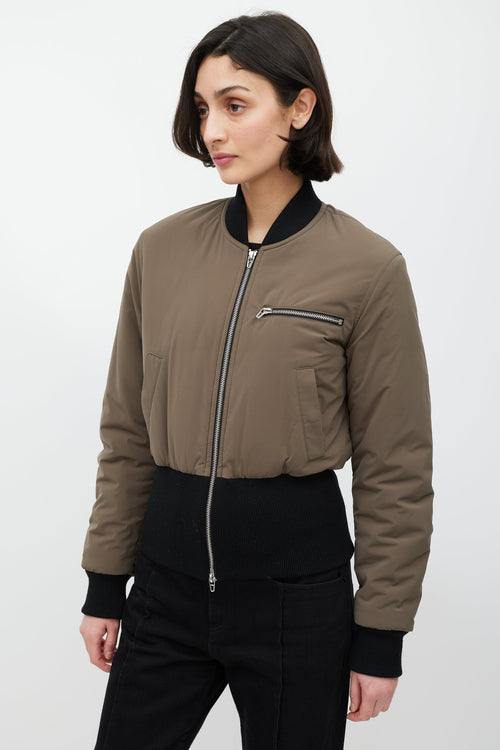 T by Alexander Wang Green Cropped Bomber Jacket