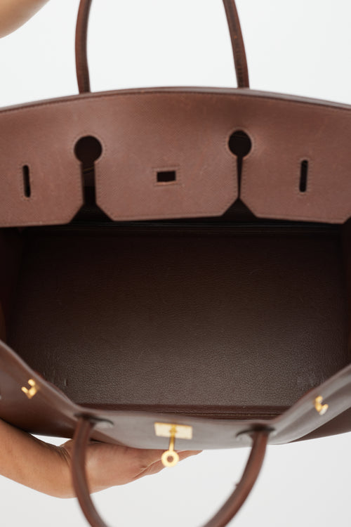 Hermès 1999 Havane Evergrain Leather & Gold Birkin 40 Bag