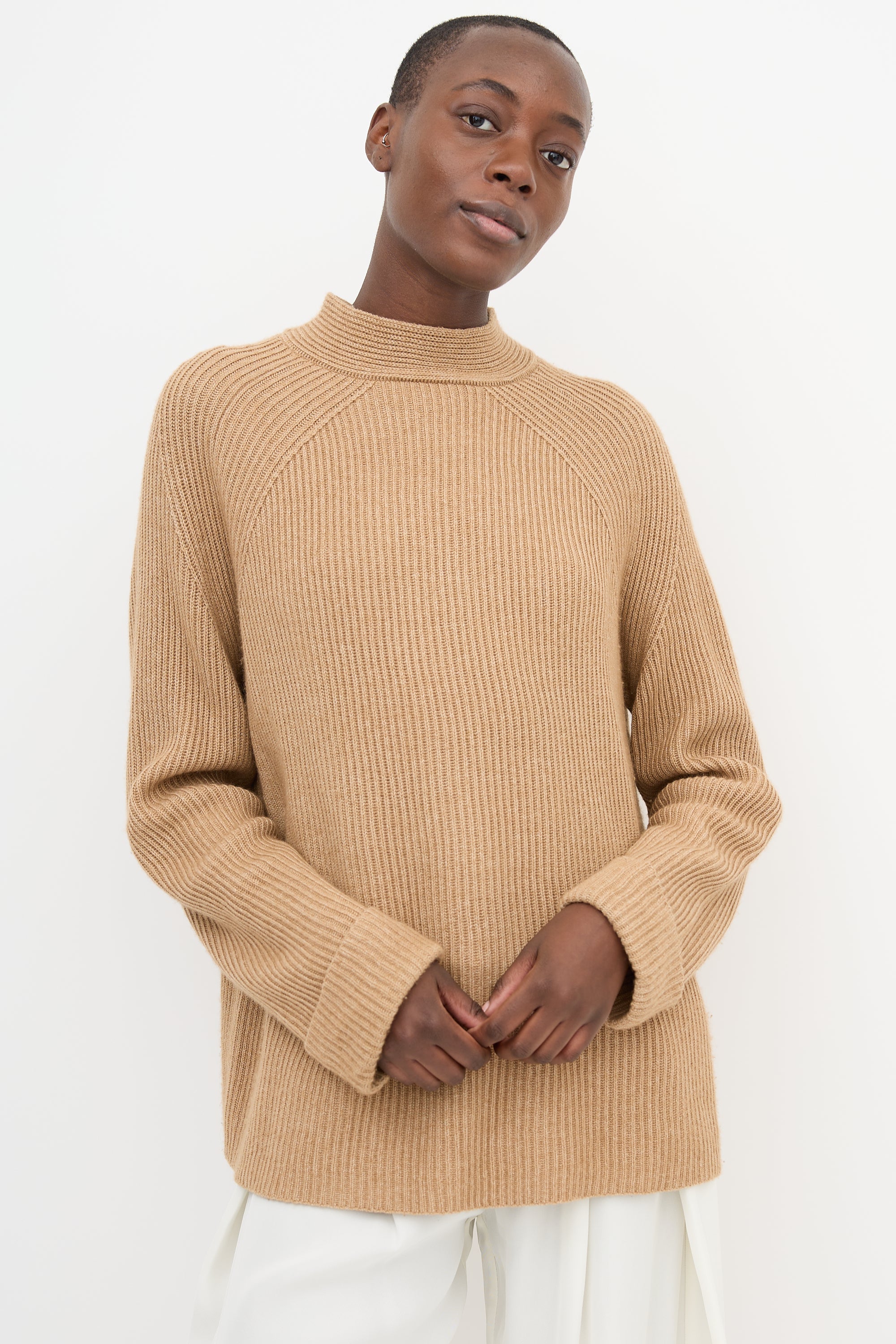 The Row Cashmere & Silk Mock Neck Sweater
