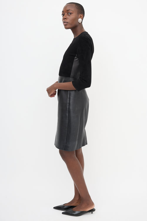 The Row Suede & Leather Three Quarter Dress