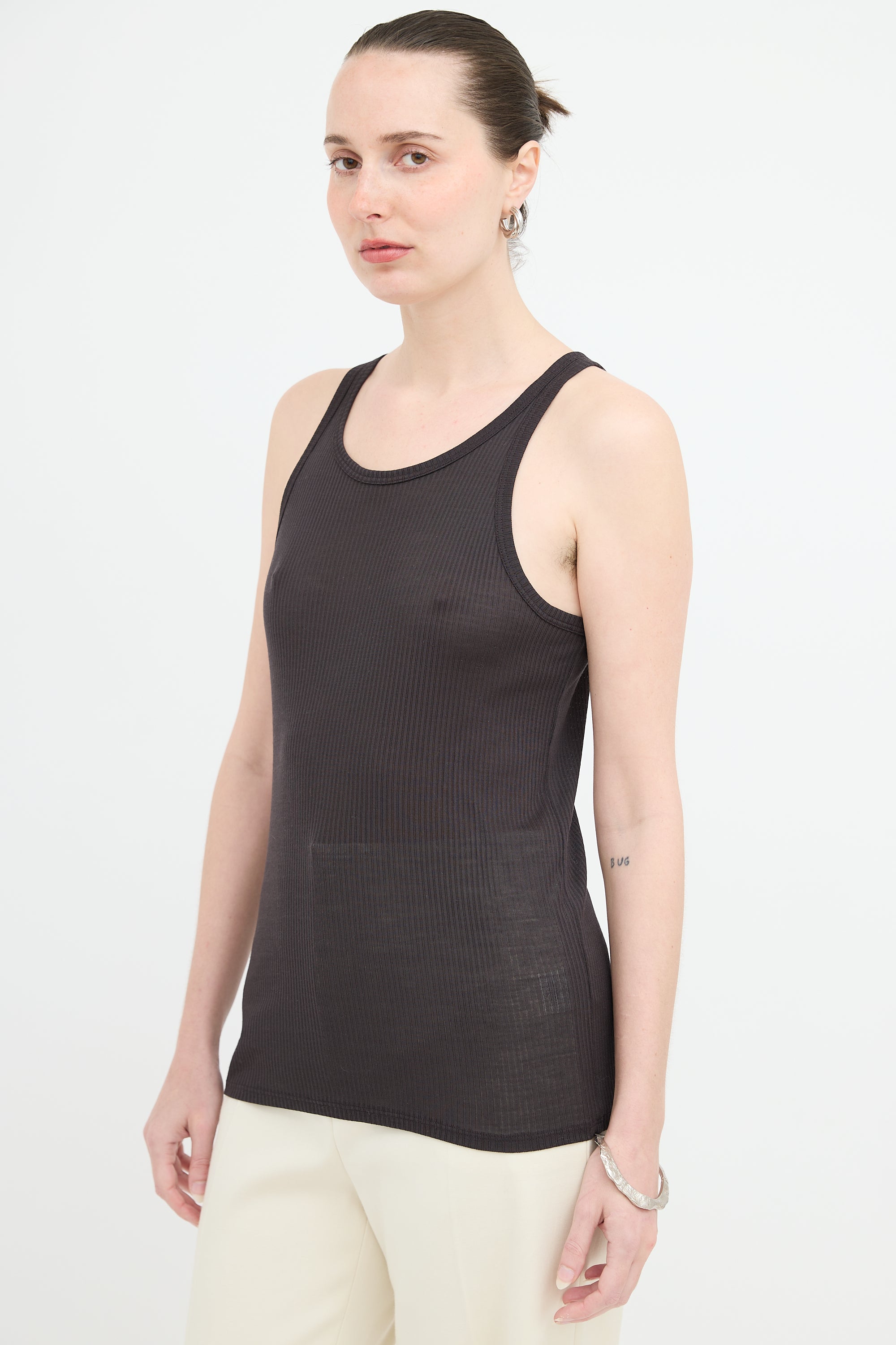 The Row Silk Ribbed Tank Top