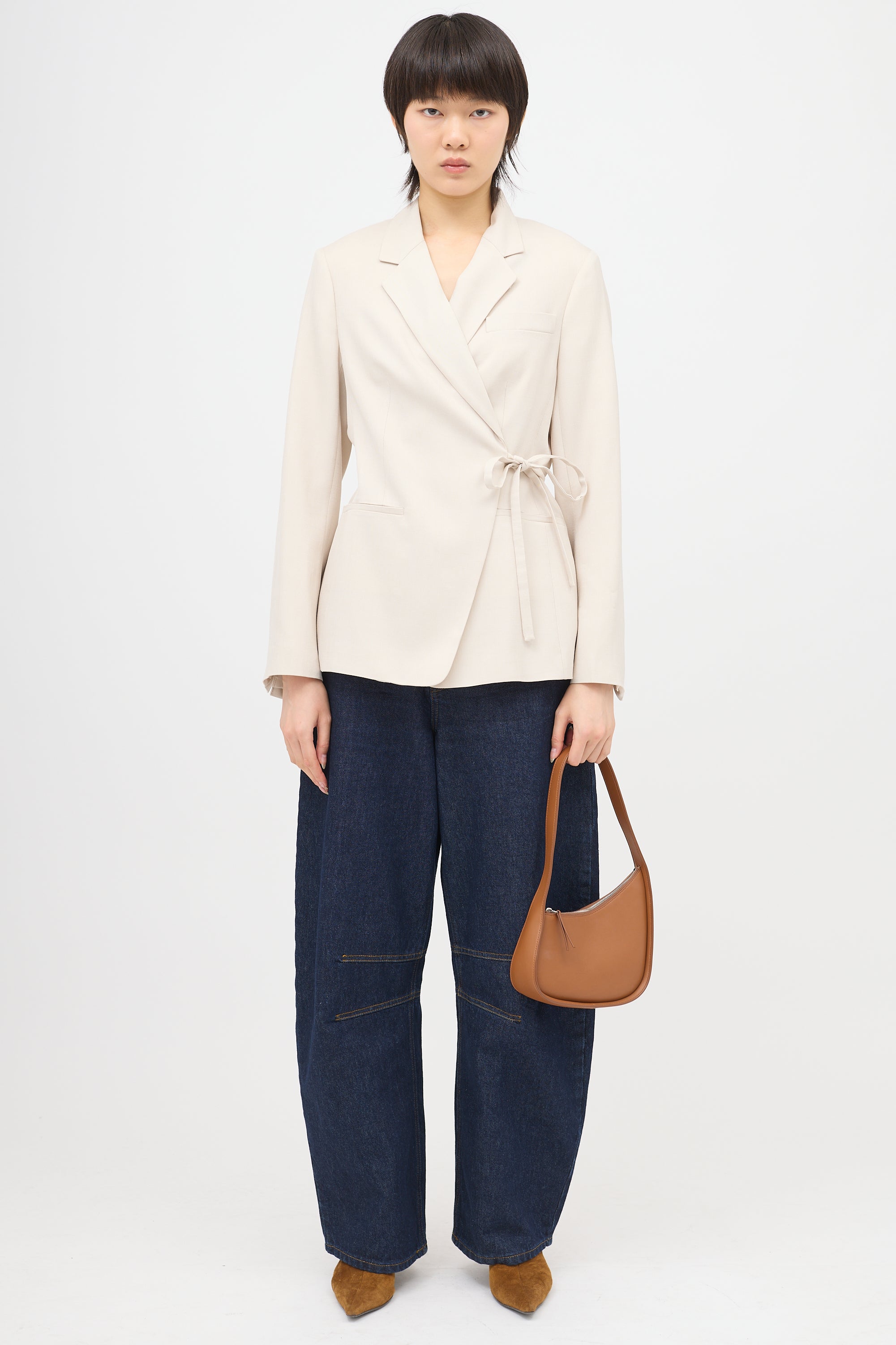 The Row Leather Half Moon Bag