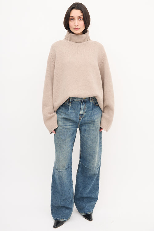 Toteme Beige Wool & Cashmere Turtleneck Sweater