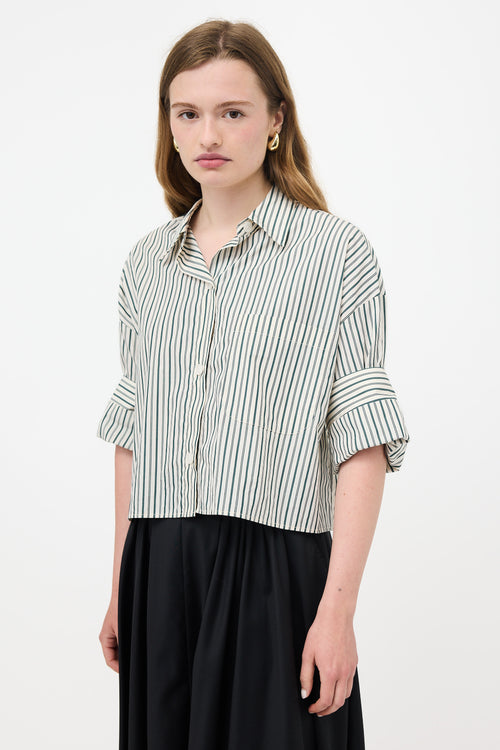 TWP Pinstripe Cropped Shirt
