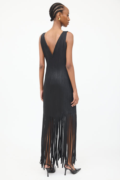 VSP Archive Black Ribbed & Fringed Fitted Dress
