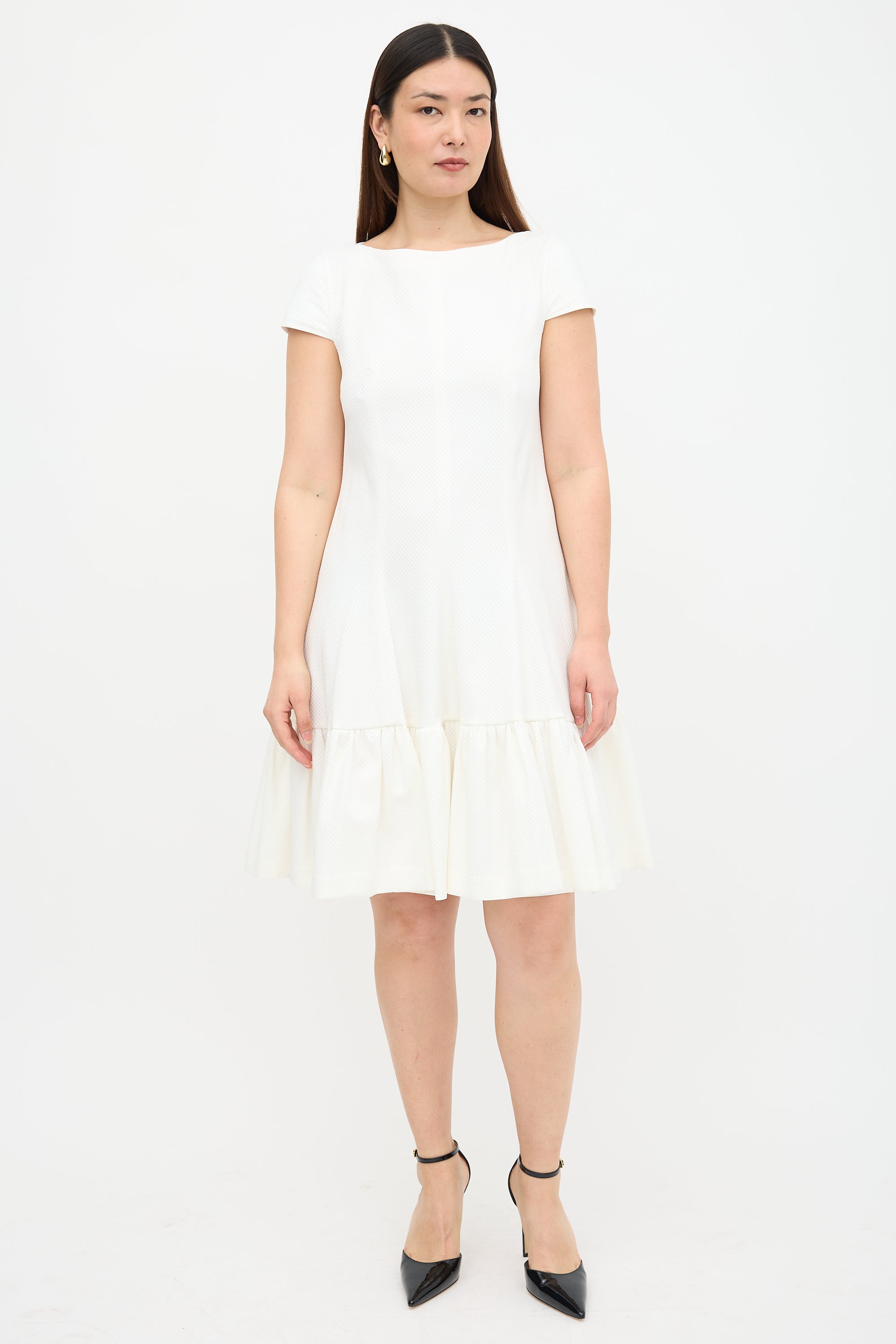 Talbot Runhof Textured Ruffled Dress