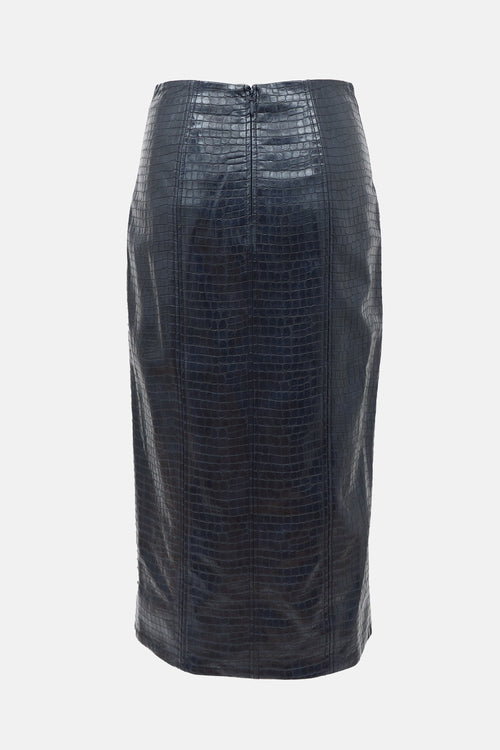 Tanya Taylor Embossed Faux Leather Skirt