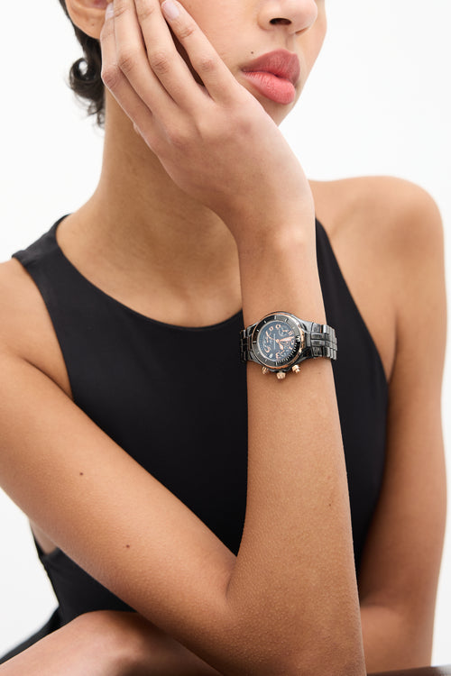 Technomarine Black Ceramic & Rose Gold Chronograph Watch