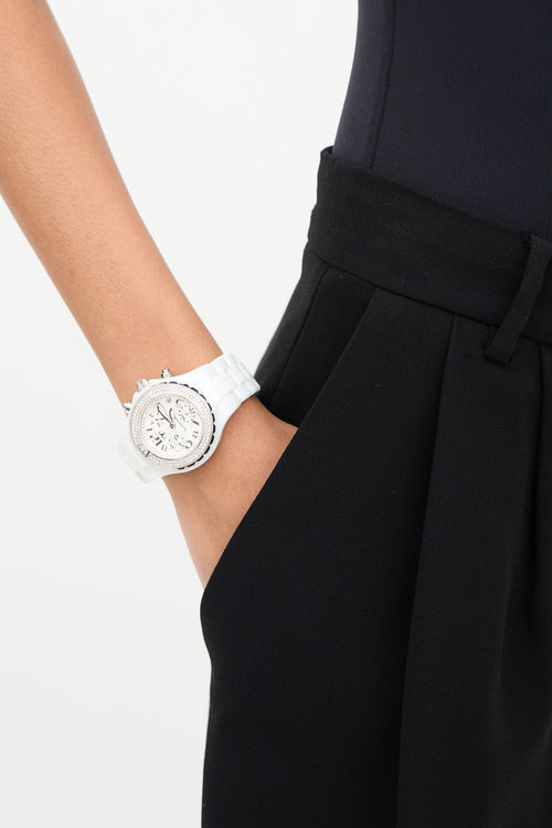 Technomarine White Ceramic & Diamond Chronograph Watch