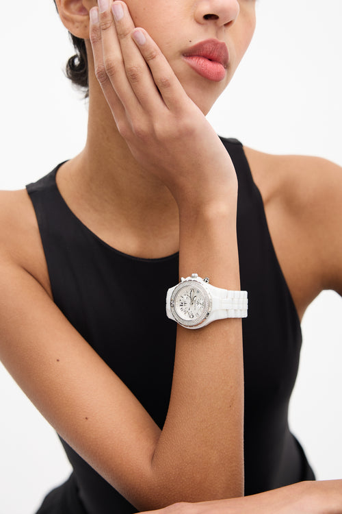 Technomarine White Ceramic & Diamond Chronograph Watch