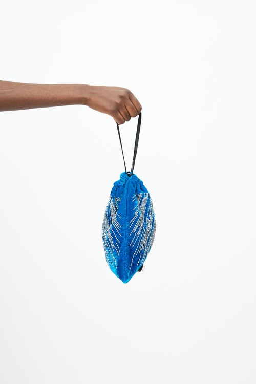 The Attico Blue & Silver Sequin Velvet Drawstring Pouch