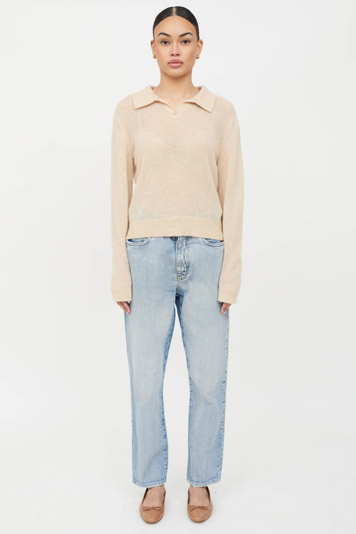 The Elder Statesman Cashmere Knit Polo Top