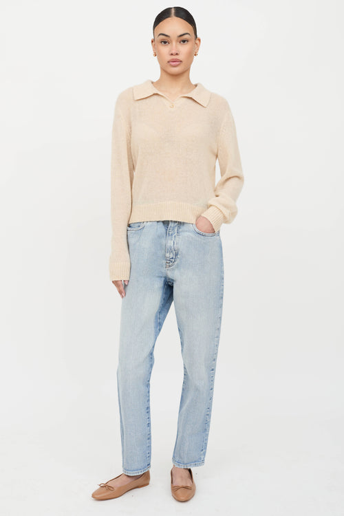 The Elder Statesman Cashmere Knit Polo Top