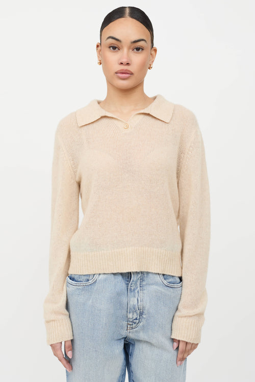 The Elder Statesman Cashmere Knit Polo Top