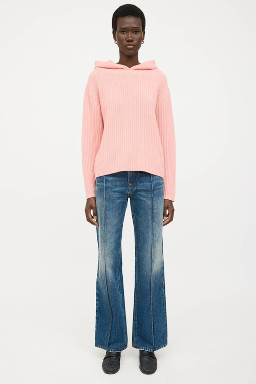 The Elder Statesmen Cashmere Ribbed Knit Hoodie