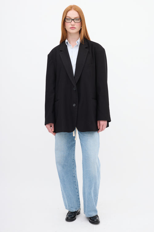 The Frankie Shop Black Oversized Boyfriend Blazer