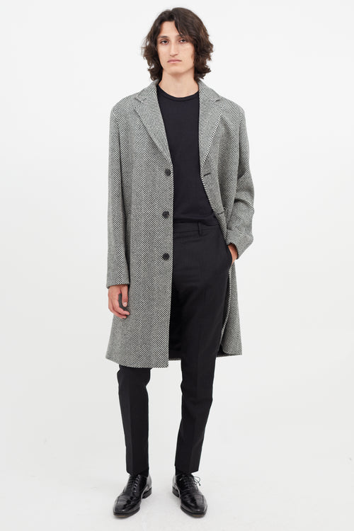 The Kooples Black & White Wool Houndstooth Coat