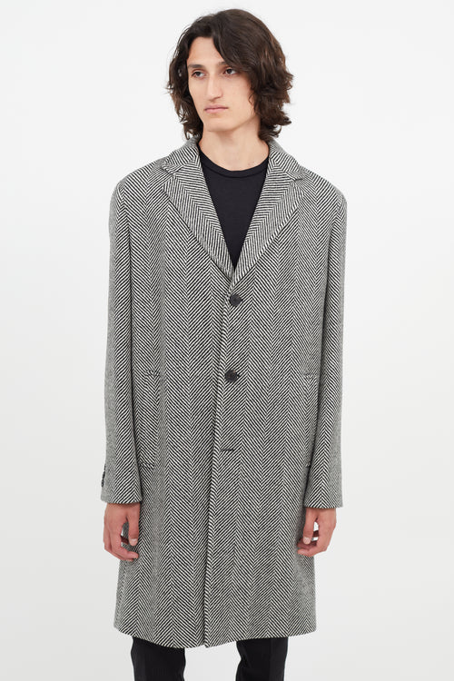 The Kooples Black & White Wool Houndstooth Coat
