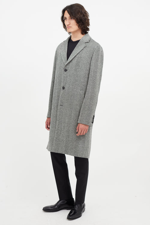 The Kooples Black & White Wool Houndstooth Coat