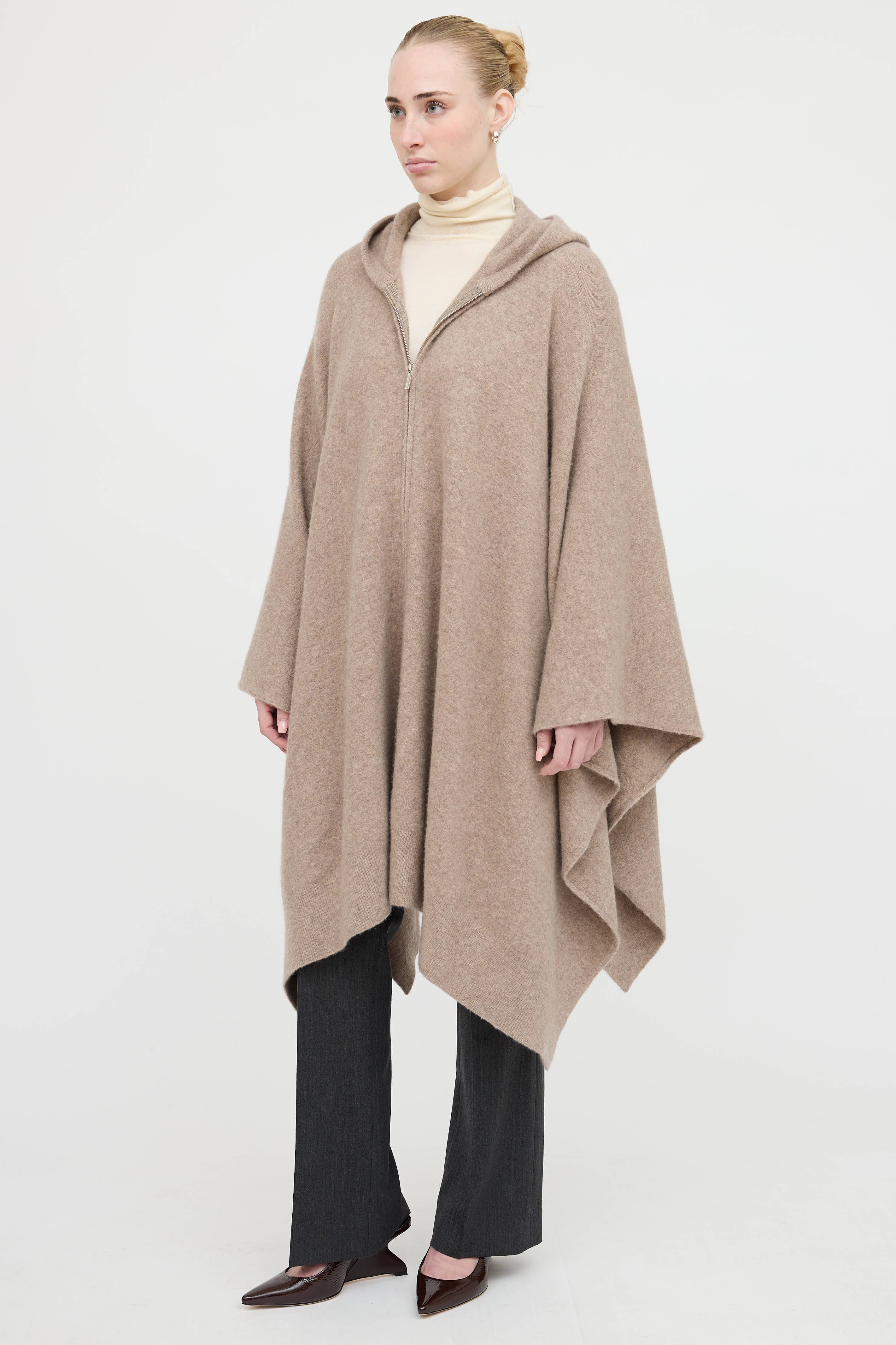 The Row Cashmere Hooded Zip Cape