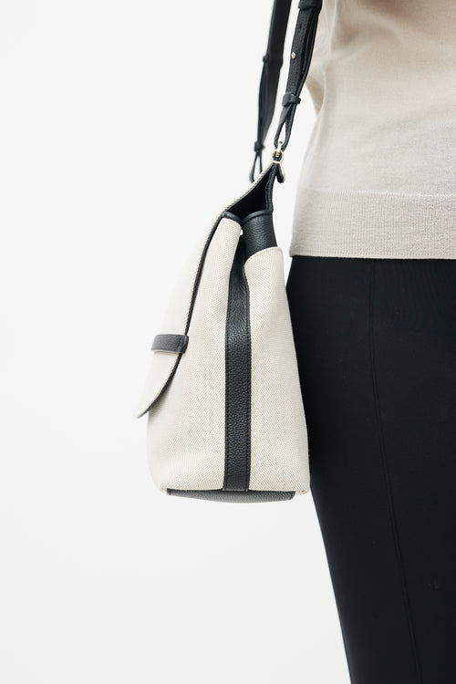 The Row Beige & Black Canvas Sideby Bag