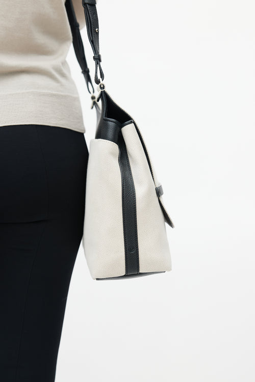 The Row Beige & Black Canvas Sideby Bag