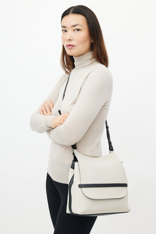 The Row Beige & Black Canvas Sideby Bag