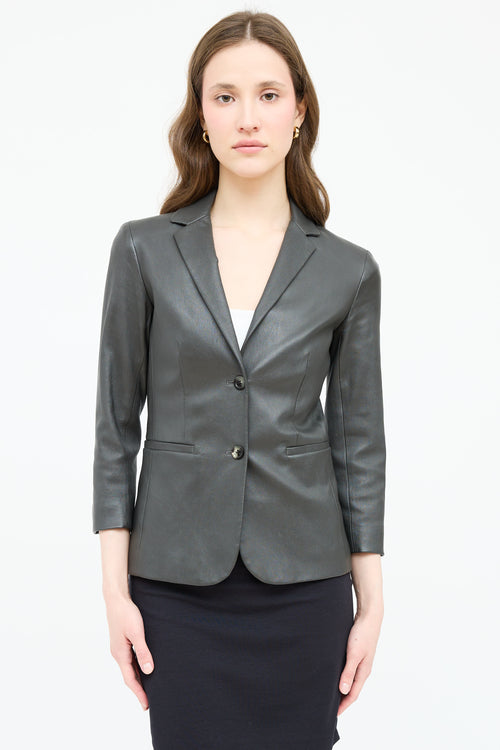The Row Leather Notch Lapel Blazer