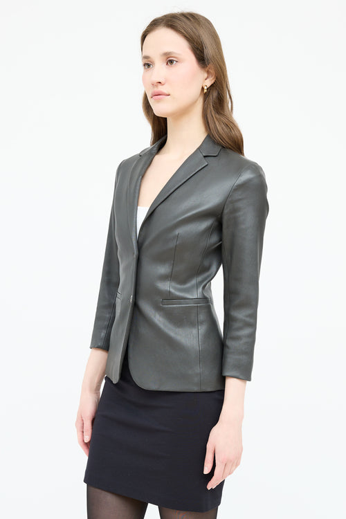 The Row Leather Notch Lapel Blazer