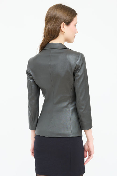 The Row Leather Notch Lapel Blazer