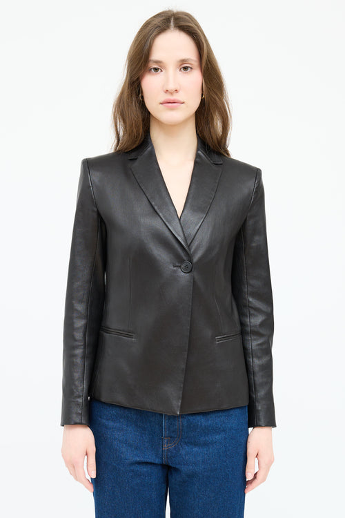 The Row Leather Single Button Blazer