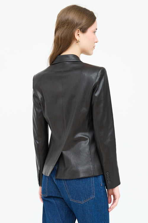 The Row Leather Single Button Blazer