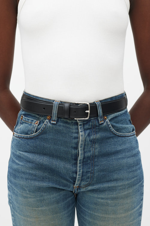 The Row Black & Silver Leather Belt