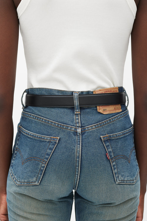 The Row Black & Silver Leather Belt