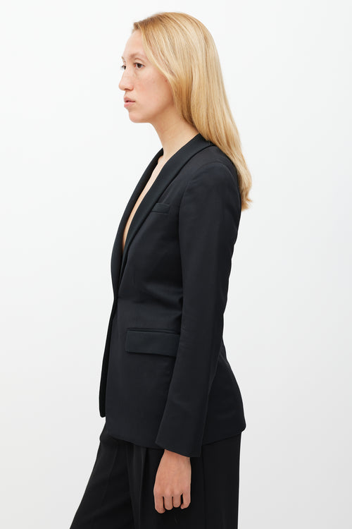 The Row Black Wool & Satin Shawl Collar Blazer