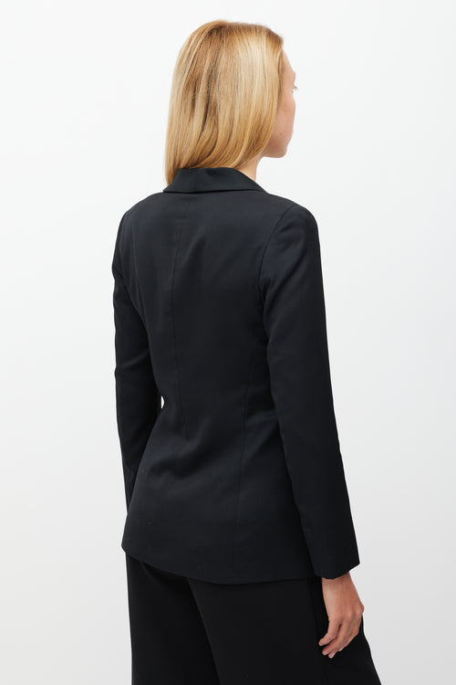 The Row Black Wool & Satin Shawl Collar Blazer