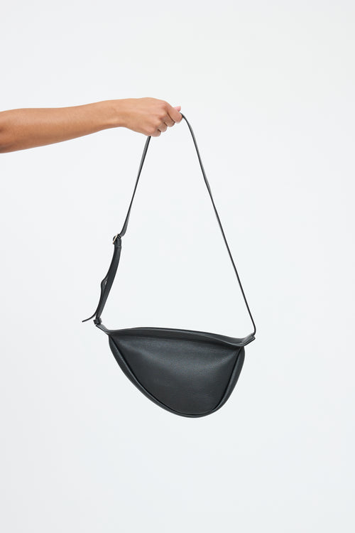 The Row Black Leather Slouchy Banana Bag