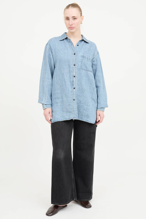 The Row Linen Nesson Button Up Shirt