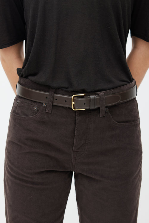 The Row Brown & Gold Leather Belt