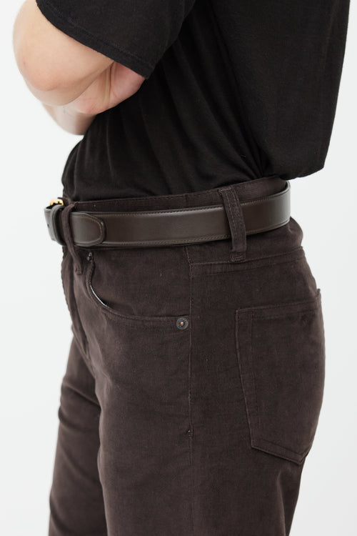 The Row Brown & Gold Leather Belt